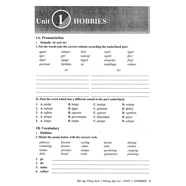 Sách - Bài Tập Tiếng Anh 7 - Không Đáp Án