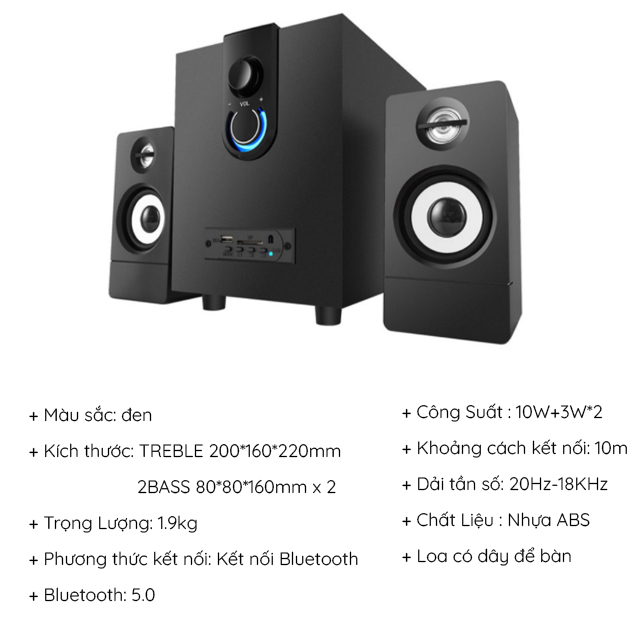 Loa Bluetooth Gỗ 2.1 Để Bàn Công Suất Lớn FT-3900BT Dùng Cho Tivi Máy Vi Tính PC Laptop + Tặng tai nghe chụp tai cao cấp