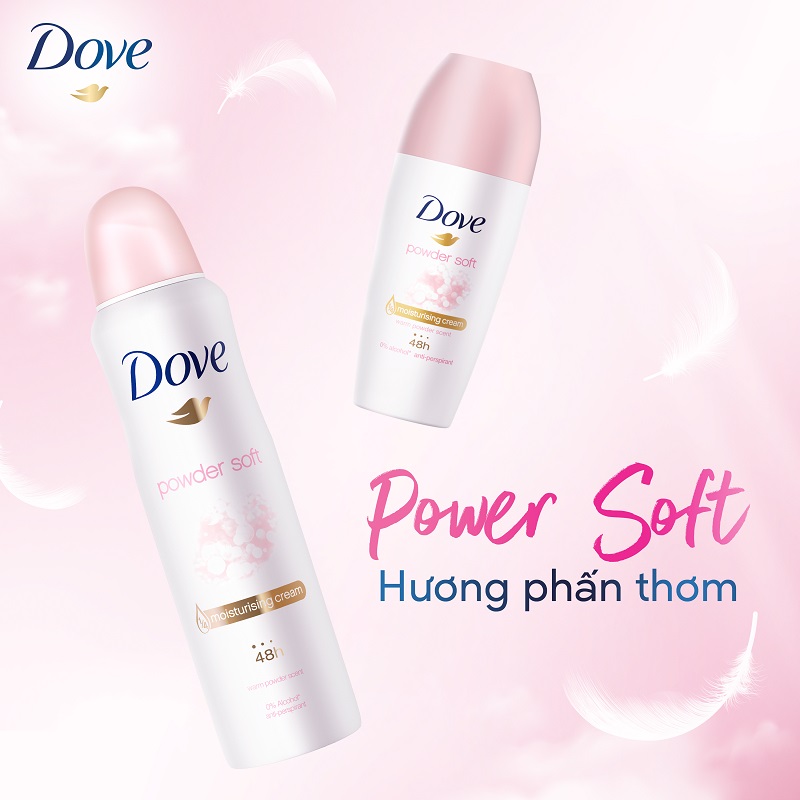 Xịt Khử Mùi Dove Powder Soft Mềm Mịn Hương Phấn Thơm 135ml