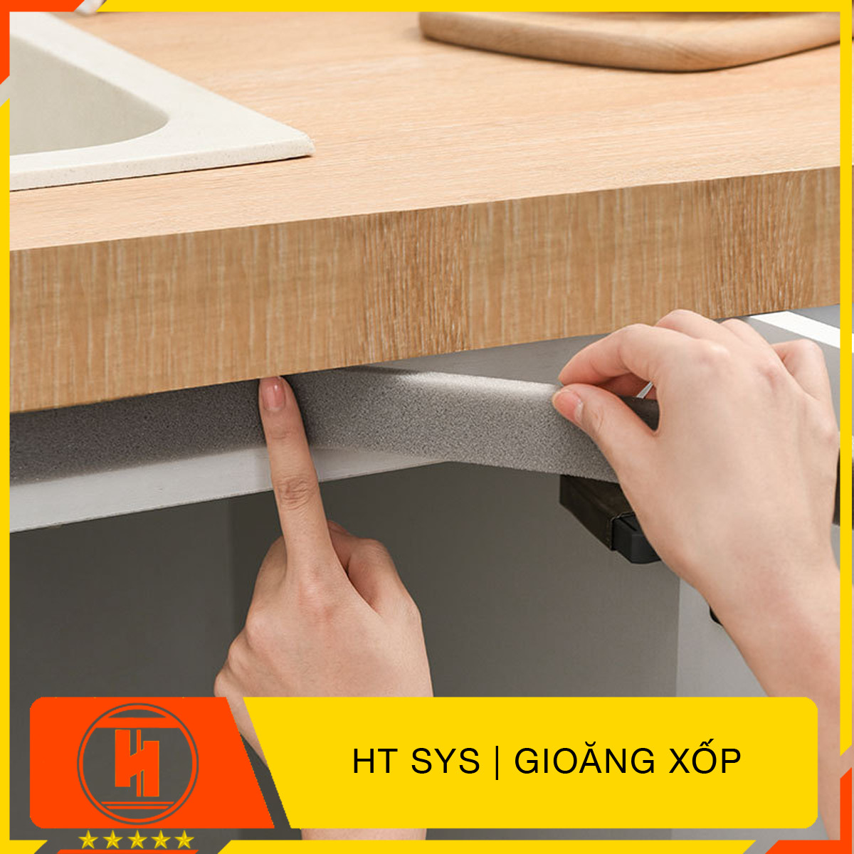 Bộ 02 cuộn mút xốp dán khe cửa HT SYS - Cách âm - Giảm chấn - Chống bụi - Gioăng xốp bản 15mm x2 mét