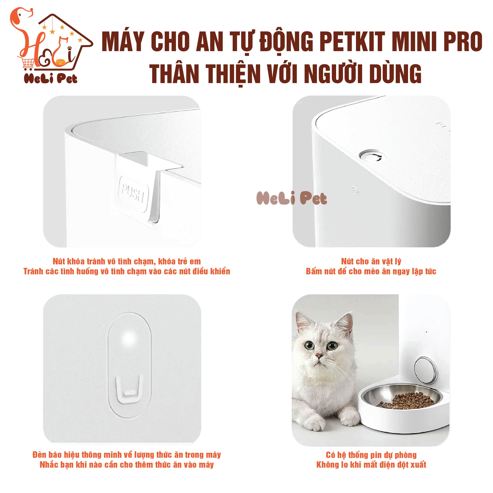 Máy Cho Mèo Ăn Tự Động, Máy Cho Chó Ăn Petkit Mini Pro, Petkit Fresh Element Mini Pro - HeLiPet