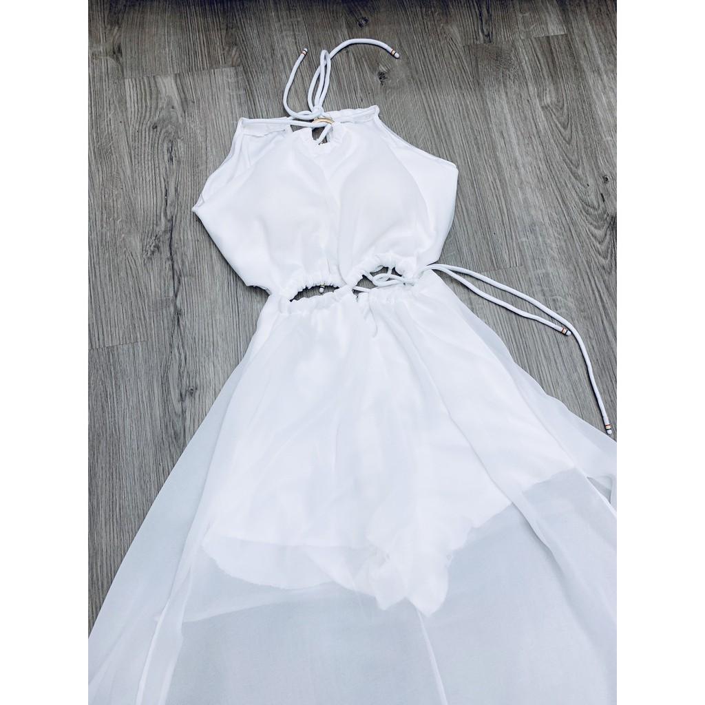Đầm Maxi đi biển đầm đi biển váy đi biển maxi khoen xẻ tà mẫu có khoét ngực đi chơi đi tiệc đám cưới, du lịch PVC