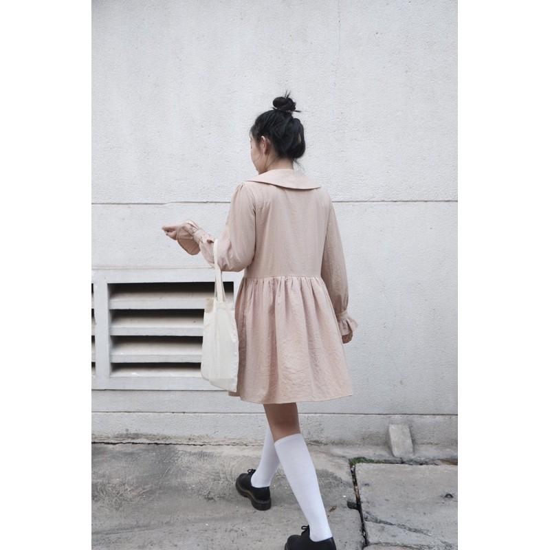 OLALASTUDIO Đầm linen dáng babydoll tay dài - Finn Line Dress