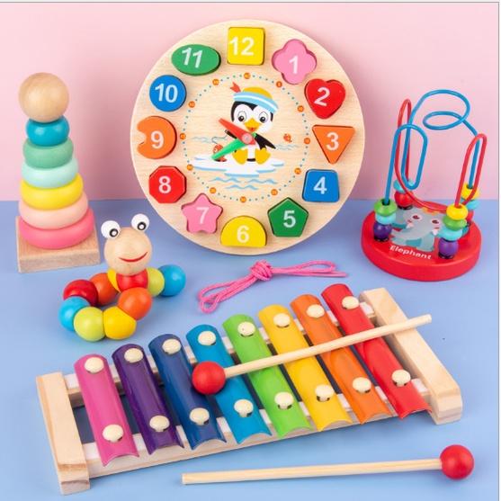 Đồ chơi gỗ thông minh, phát triển trí tuệ cho bé - combo 6 món đồ chơi gỗ montessori kích thích khả năng tập trung bé