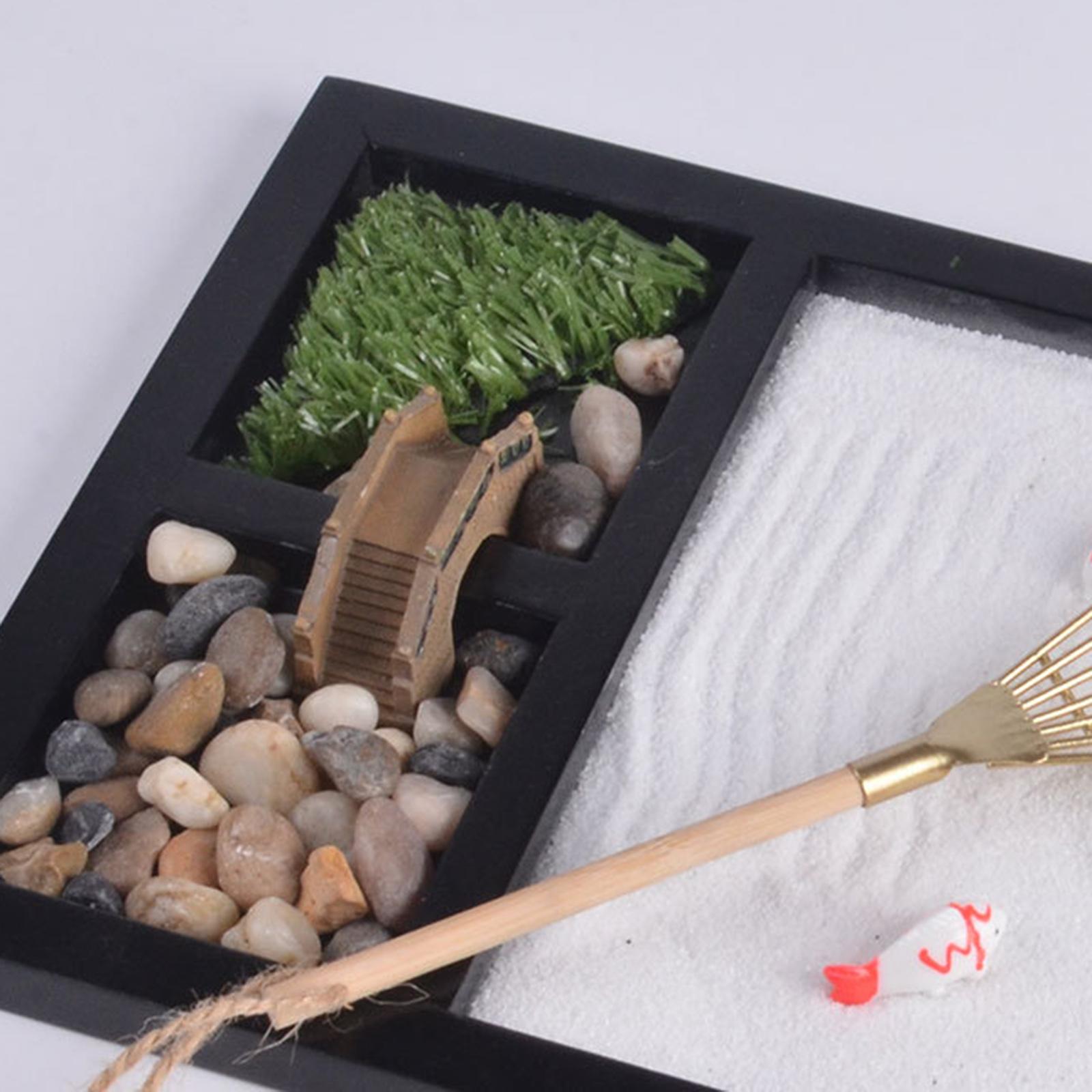 Japanese Zen Garden Kit for Desk Office Table Mini Zen Sand Garden Kit for Meditation