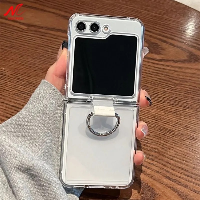 Ốp lưng chống sốc trong suốt kèm iring cho Samsung Galaxy Z Flip 5 hiệu Likgus Cover Ring - hàng nhập khẩu