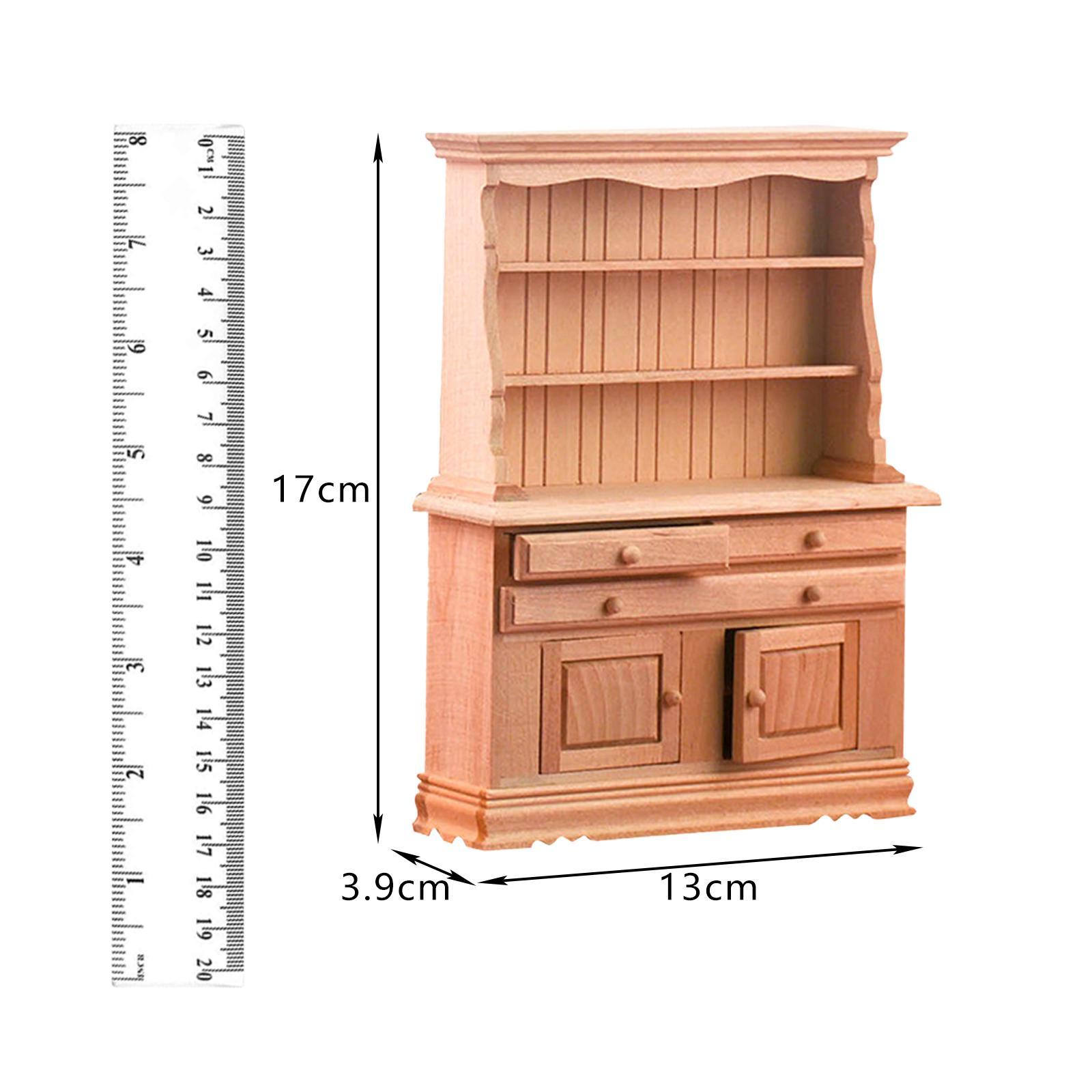 Handmade Dollhouse Cabinet Bookshelf Toy, Kids Pretend Toys Dollhouse Furniture, Dollhouse Decoration for Children Boys Girls Birthday Gifts