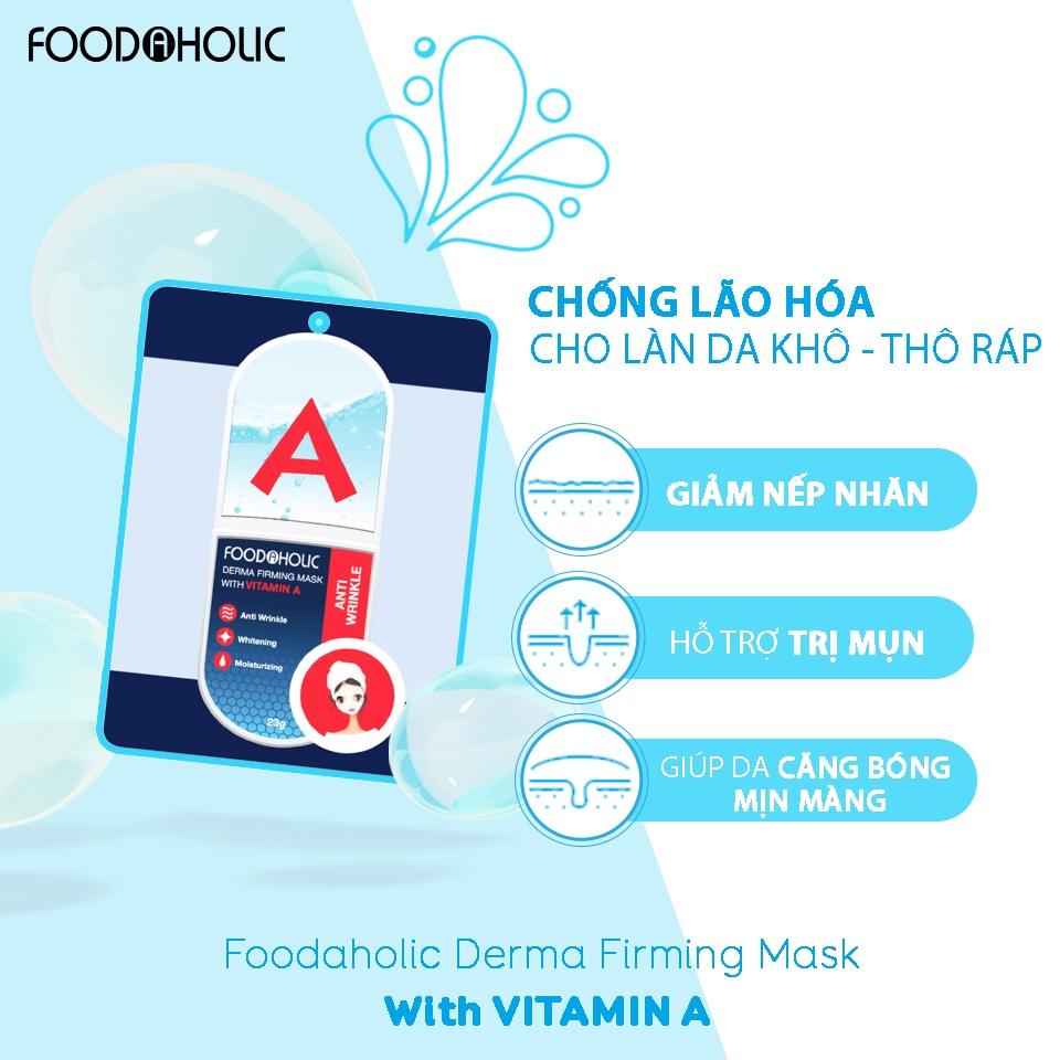 Combo 10 Mặt nạ tinh chất Vitamin A nâng cơ, chống lão hoá Foodaholic Derma Firming Mask With Vitamin A 23g x10