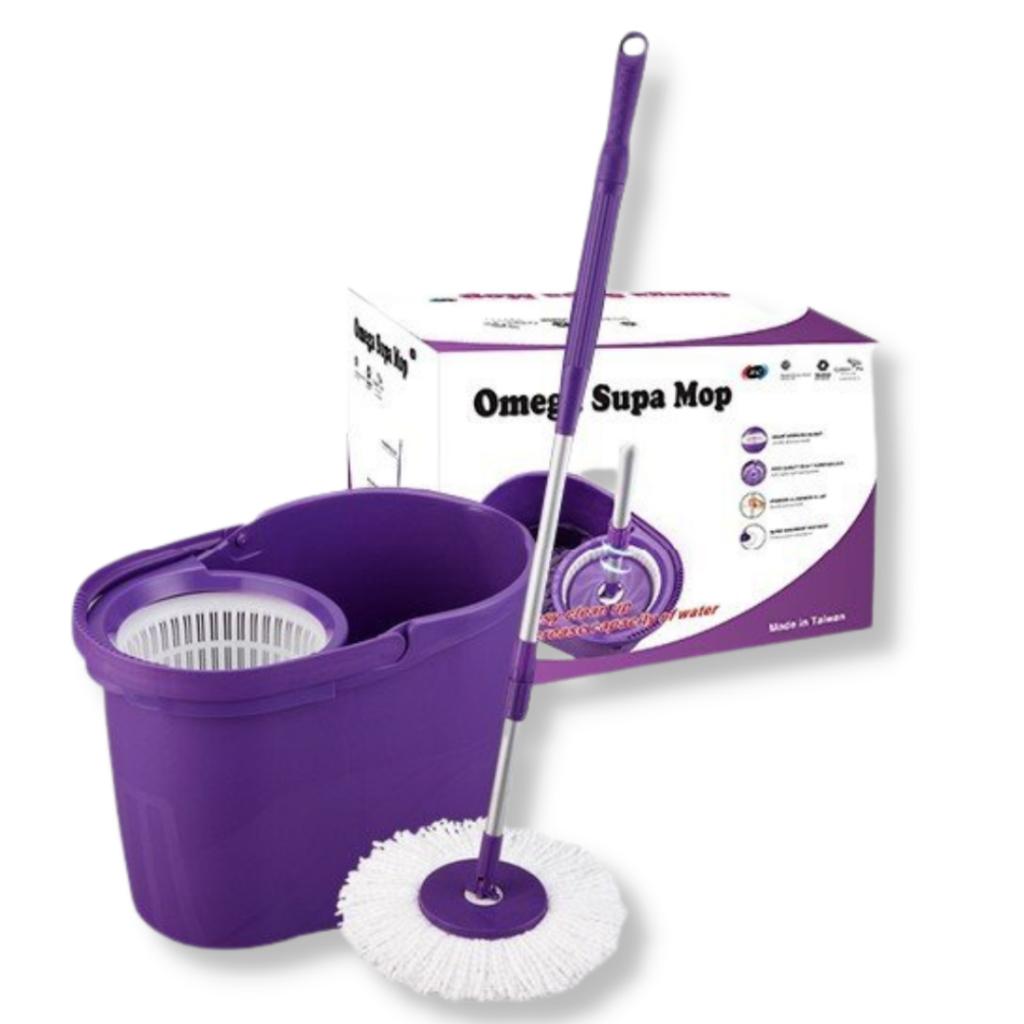 Thân Cây Lau Nhà Xoay 360 Độ OMEGA SUPA MOP Đài Loan - Nhôm Cao Cấp - Êm Ái - Nhẹ Khi Xoay - Khóa Vặn Tiện Lợi