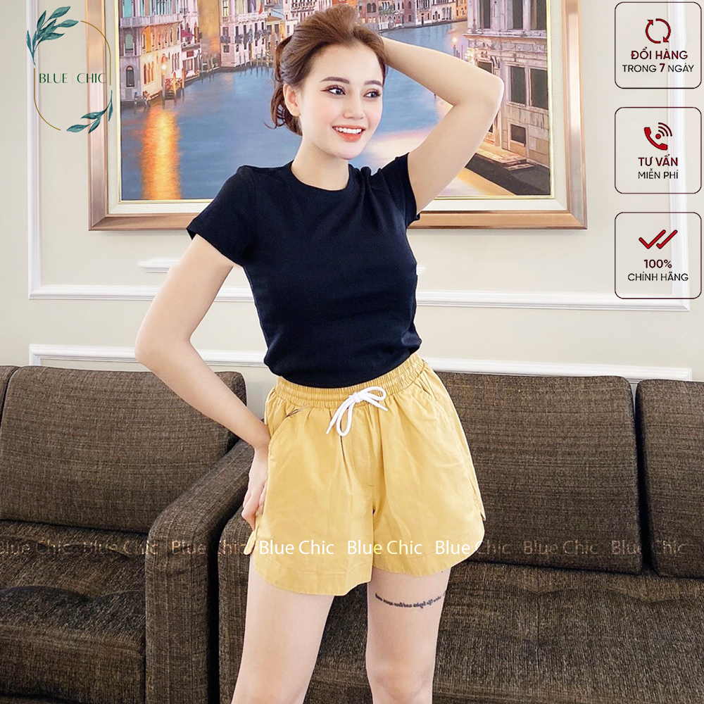 Áo phông nữ, áo thun nữ cổ tròn Blue Chic cộc tay ngắn dáng ôm body thun cotton trơn màu trắng đen xanh đỏ be hồng đỗ đỏ