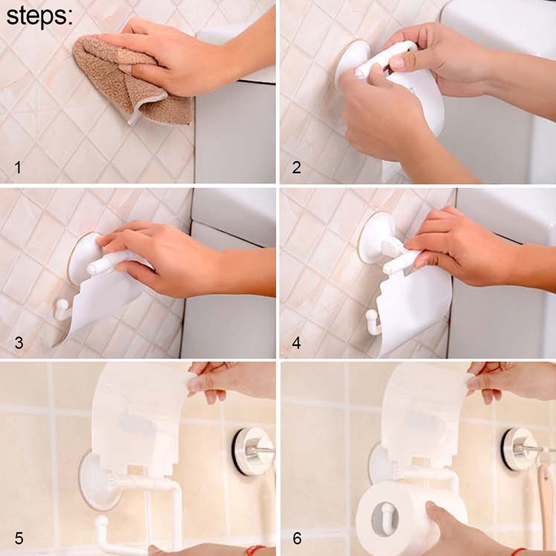Bộ 2 Móc Hít Chân Không Treo Giấy Vệ Sinh Cuộn Có Lõi
