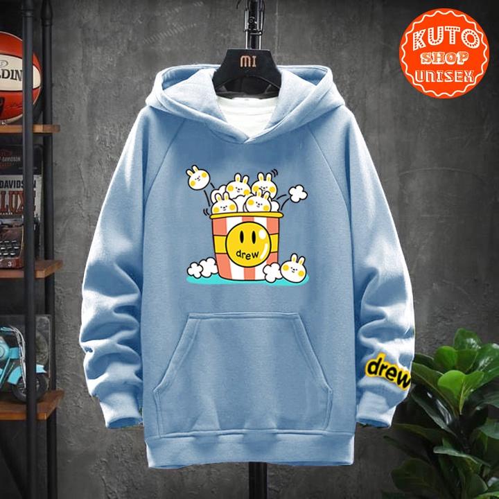 ÁO HOODIE DREW Nỉ Ngoại Cao Cấp In Pet Siêu Bền Siêu Đẹp HD2850 - Giỏ Thỏ - Kèm Ảnh Thật TONI SHOP - XANH BIỂN LỢT,M 40-55kg