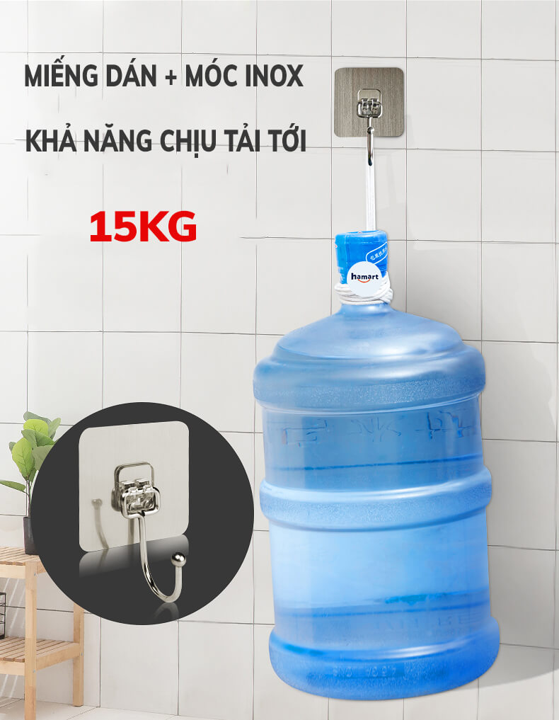 Móc Inox Dán Tường Chịu Lực 15KG Hamart Móc Treo Đồ Nặng Dán Tường Chất Lượng Cao