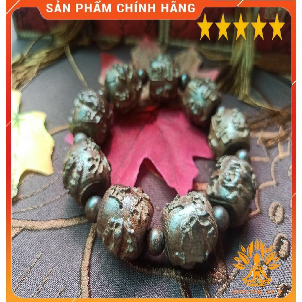 VÒNG TAY HẠT PHẬT GỖ GỤ CHẠM KHẮC TÌNH DUYÊN MAY MẮN TÀI LỘC TẶNG KÈM HỘP GẤM CAO CẤP