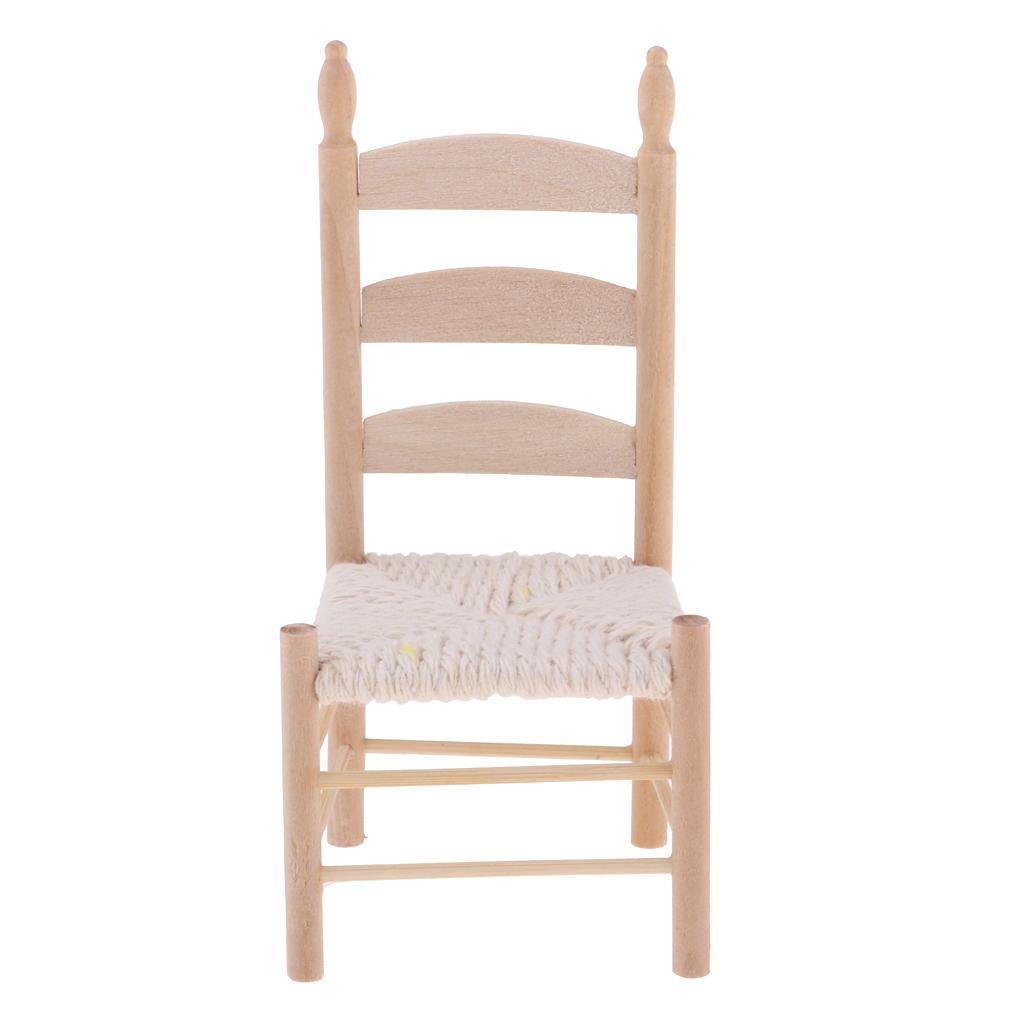1/12 Miniature Furniture Wooden Chair For Dolls House Dining Room Accs