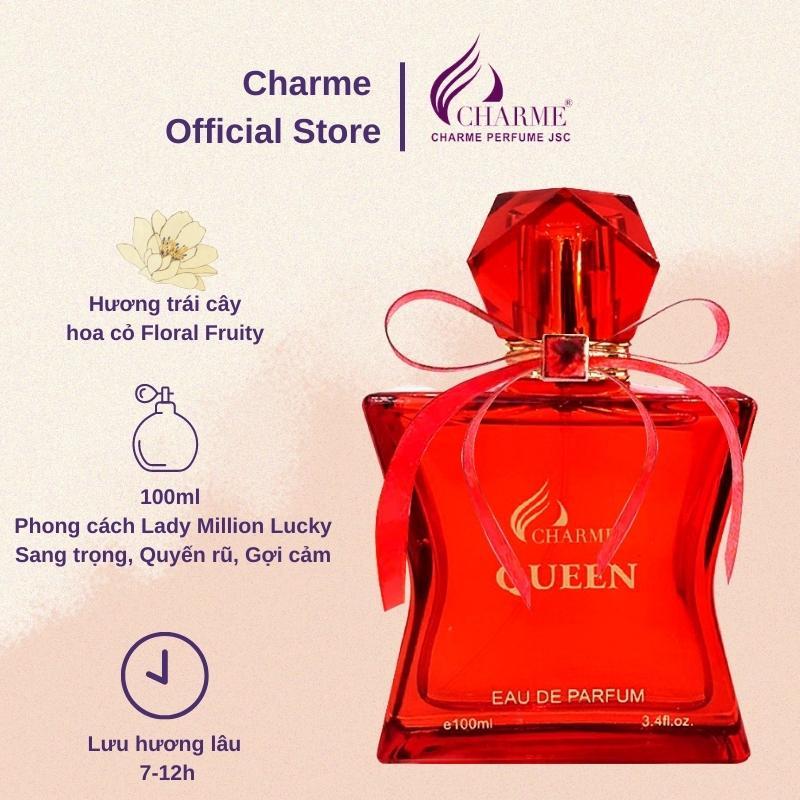 Nước Hoa CHARME Nữ CHARME QUEEN Mùi Hương Nồng Nhiệt Tươi Mát Của Hoa Hồng Và Mật Ong Tỏa Hương Dài Lâu 100ml