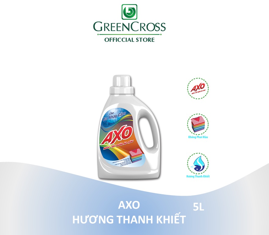 NƯỚC TẨY GIỮ MÀU AXO THANH KHIẾT 5L (DÀNH CHO DA NHẠY CẢM) - TẶNG 1 CHAI AXO 800ML CÙNG LOẠI