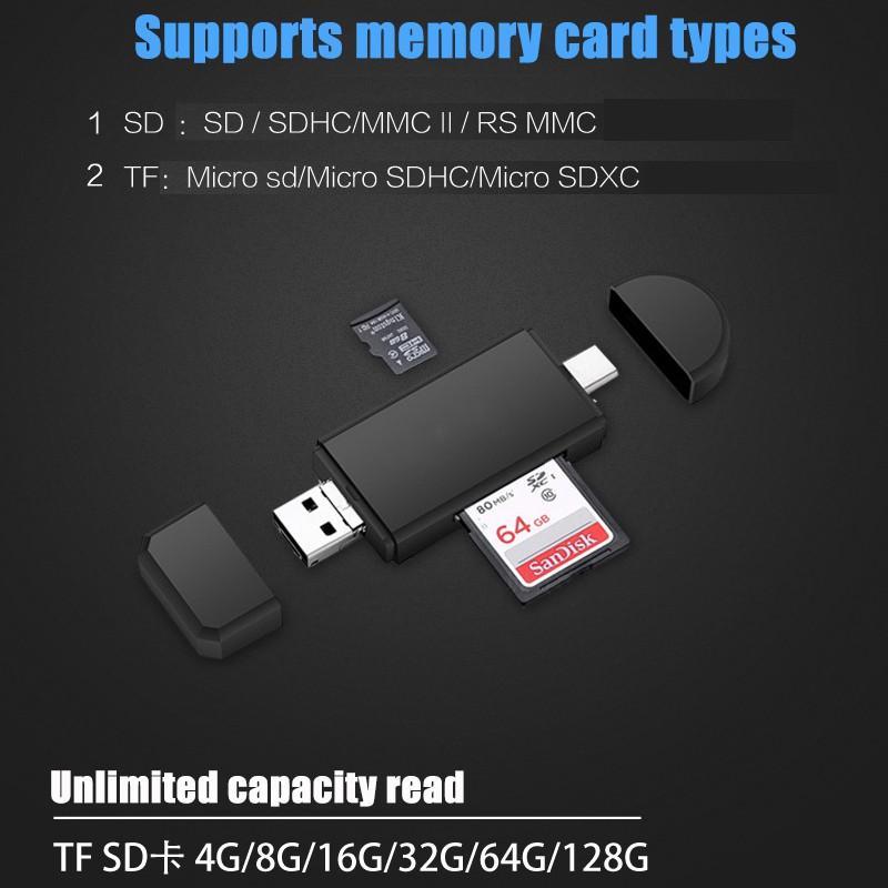 Đầu Đọc Thẻ Nhớ 3 Trong 1 Đa Năng Cho iPhone Type-c Micro USB/ Micro SD / SD Phù Hợp Cho Điện Thoại Thông Minh