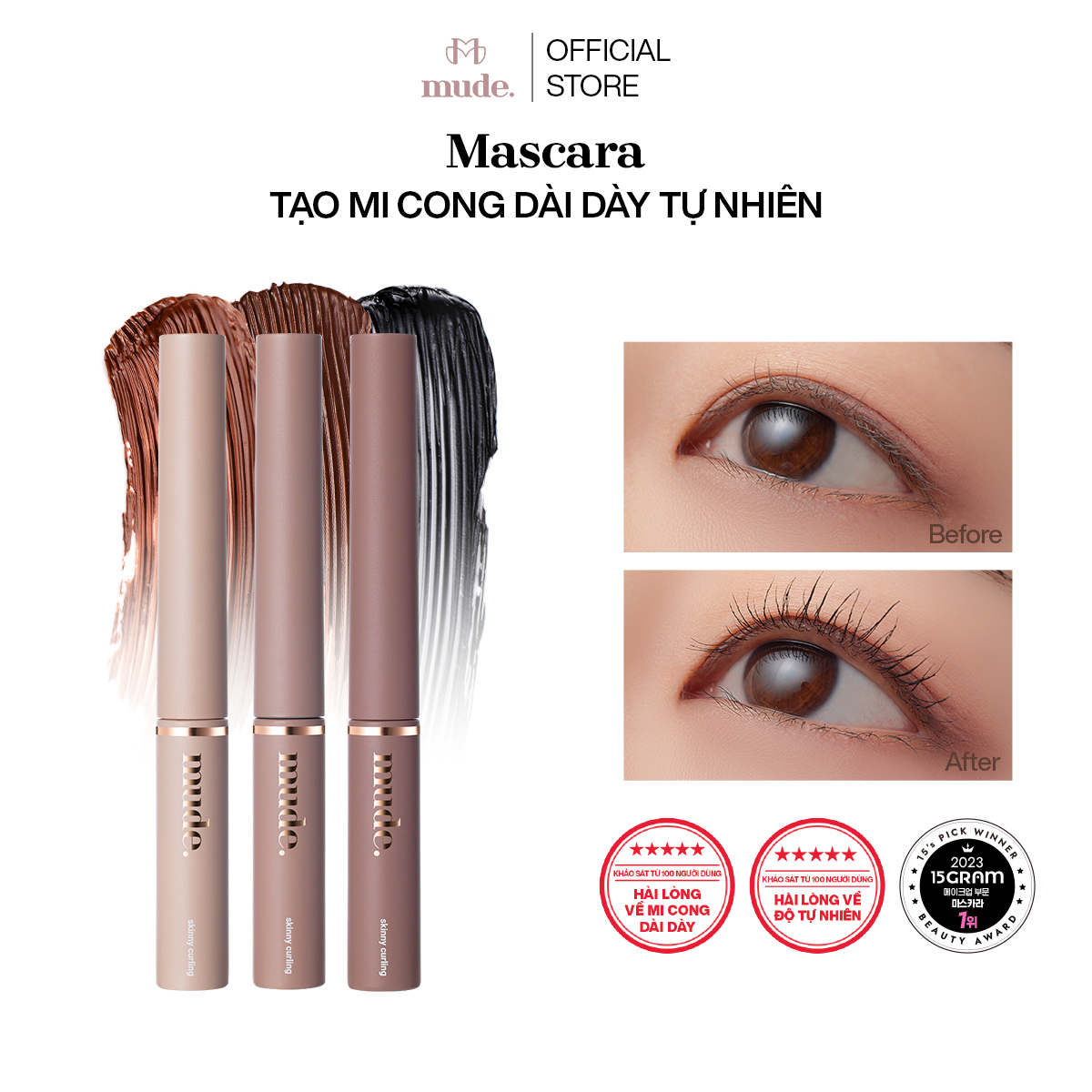 Mascara Chuốt Cong Dài Dày Mi Tự Nhiên Mude Inspire Skinny Curling Mascara (3ml)