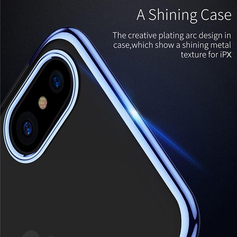 Ốp lưng dành cho Iphone X trong suốt viền màu Glitter chính hãng Baseus