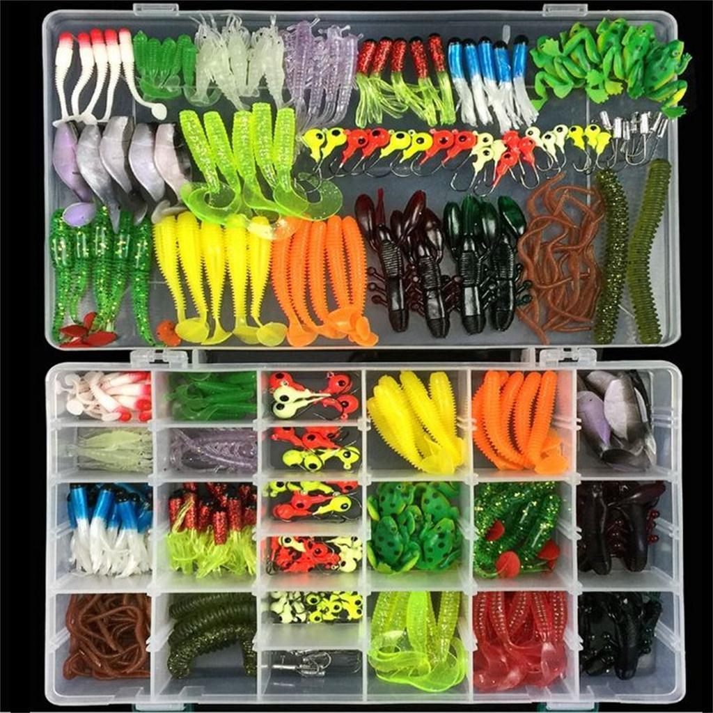 316pcs Soft Fishing Lure Bait & Jig Head Hook Set for Saltwater/Freshwater