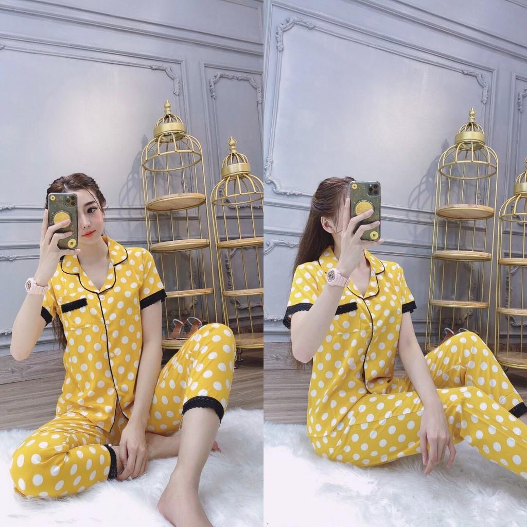Set bộ pizama họa tiết chấm bi tay ngắn- hàng thiết kế cao cấp 2020 / Có size XXL
