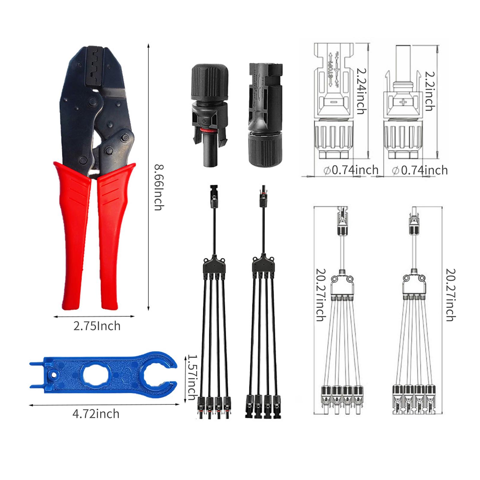 Các Đầu Nối Cáp Bảng Điều Khiển Năng Lượng Mặt Trời Nam/Nữ Với Mánh Cao 1 Đến 4 Chi Nhánh Y Loại Công Cụ Lắp Ráp Cờ Lê Kết Nối Chi Nhánh
