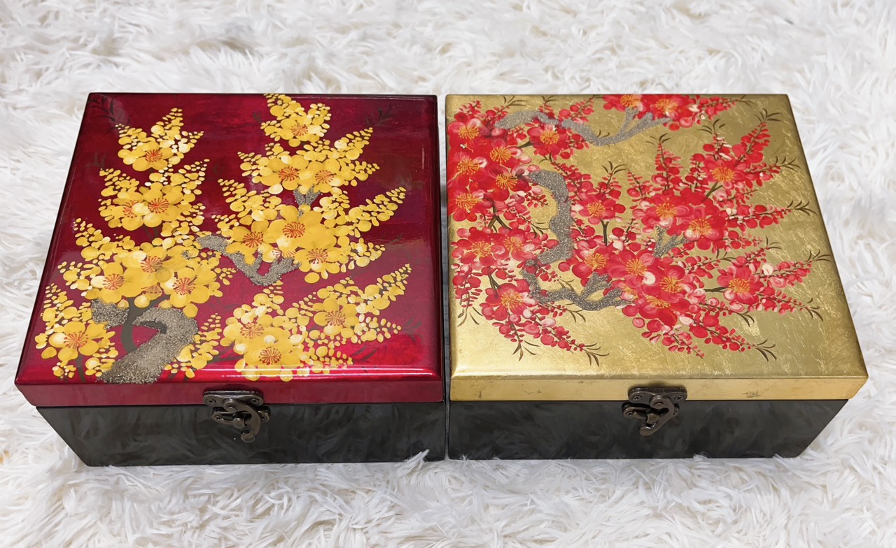 Hộp Trang Sức Sơn Mài Cao Cấp size 20x20 cm