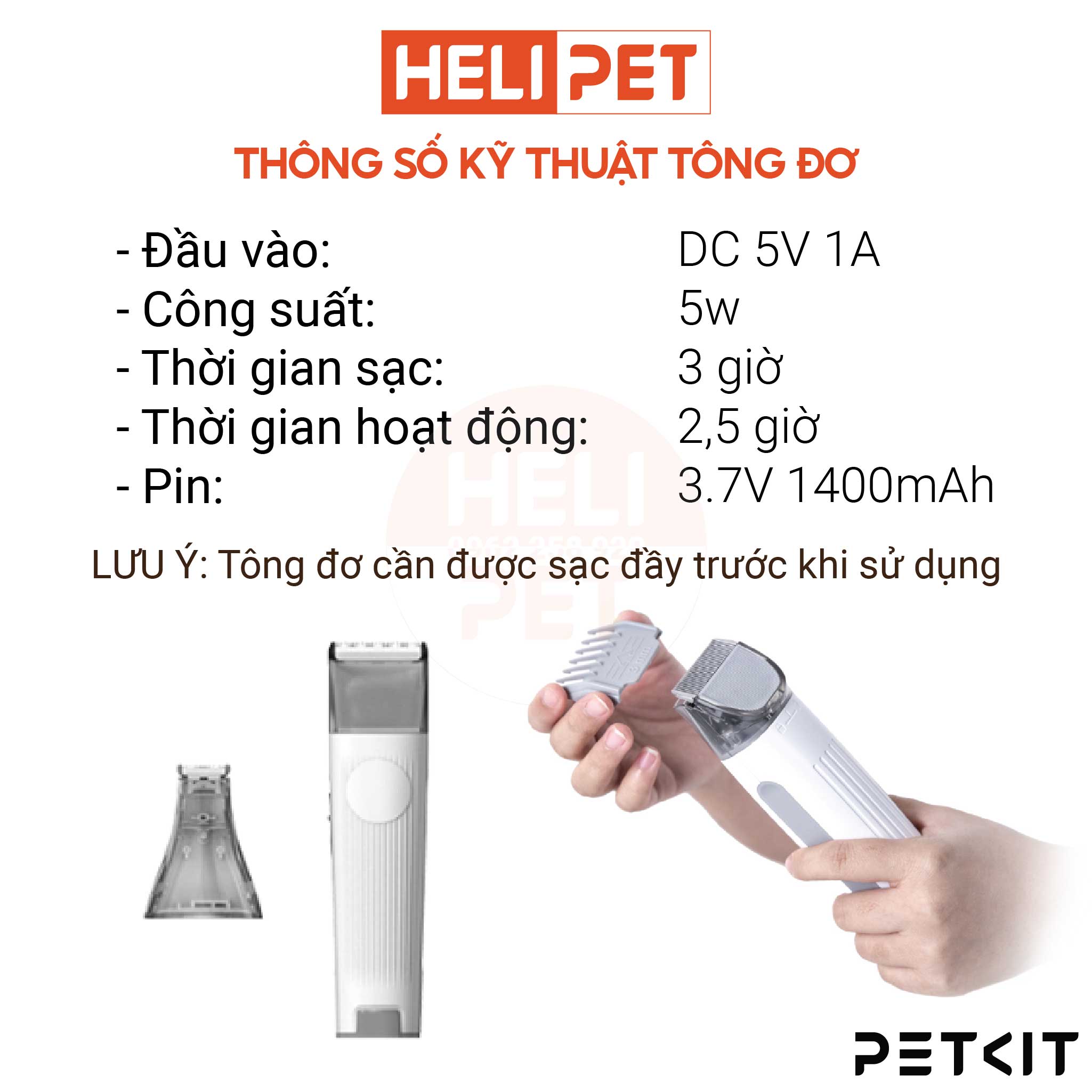 Máy Cắt, Tỉa, Hút Lông Chó Mèo 5 Công Dụng PETKIT AirClipper 5-in-1 Pet Grooming Kit - HeLiPet