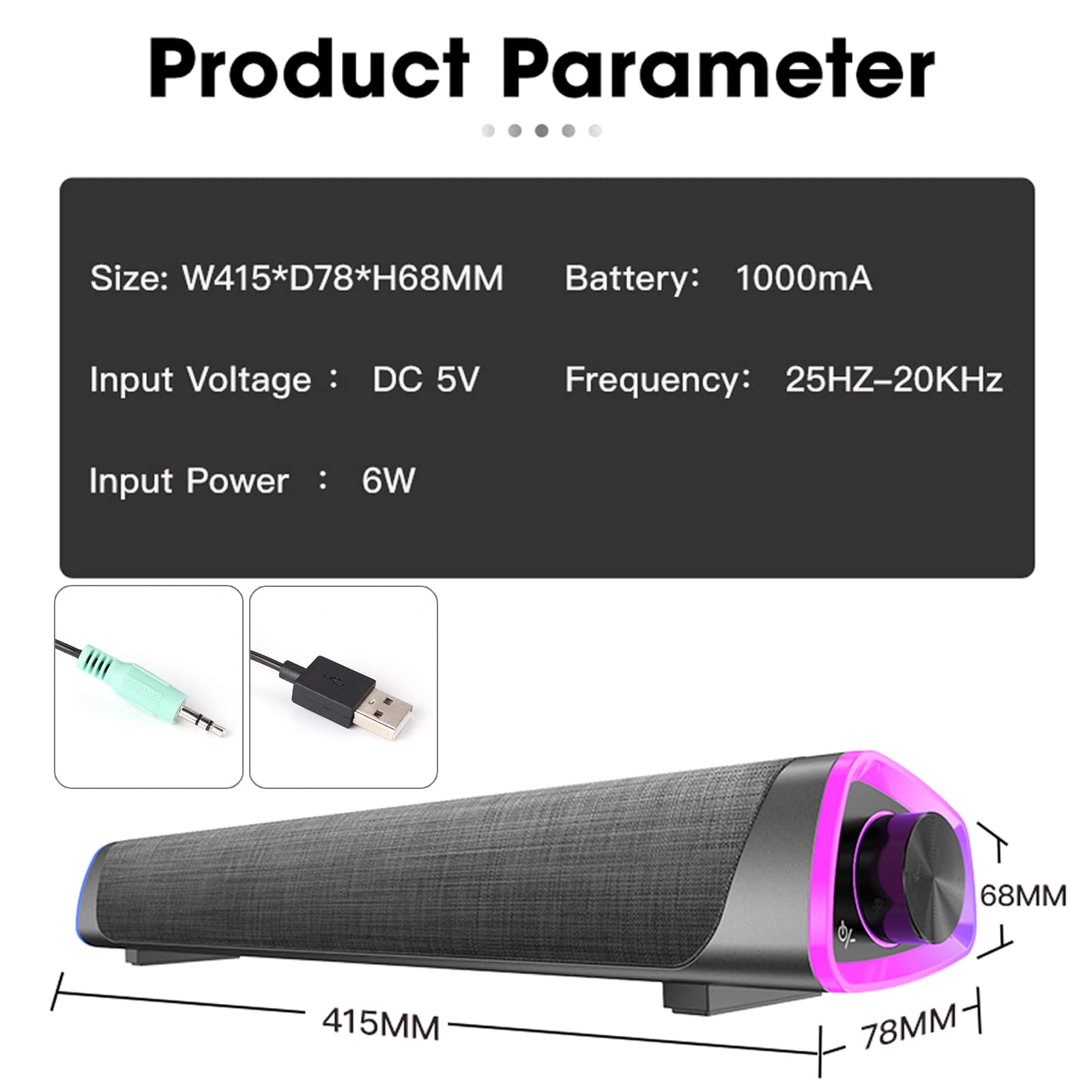 Loa Thanh Siêu Trầm RGB Computer Sound Bar Desktop