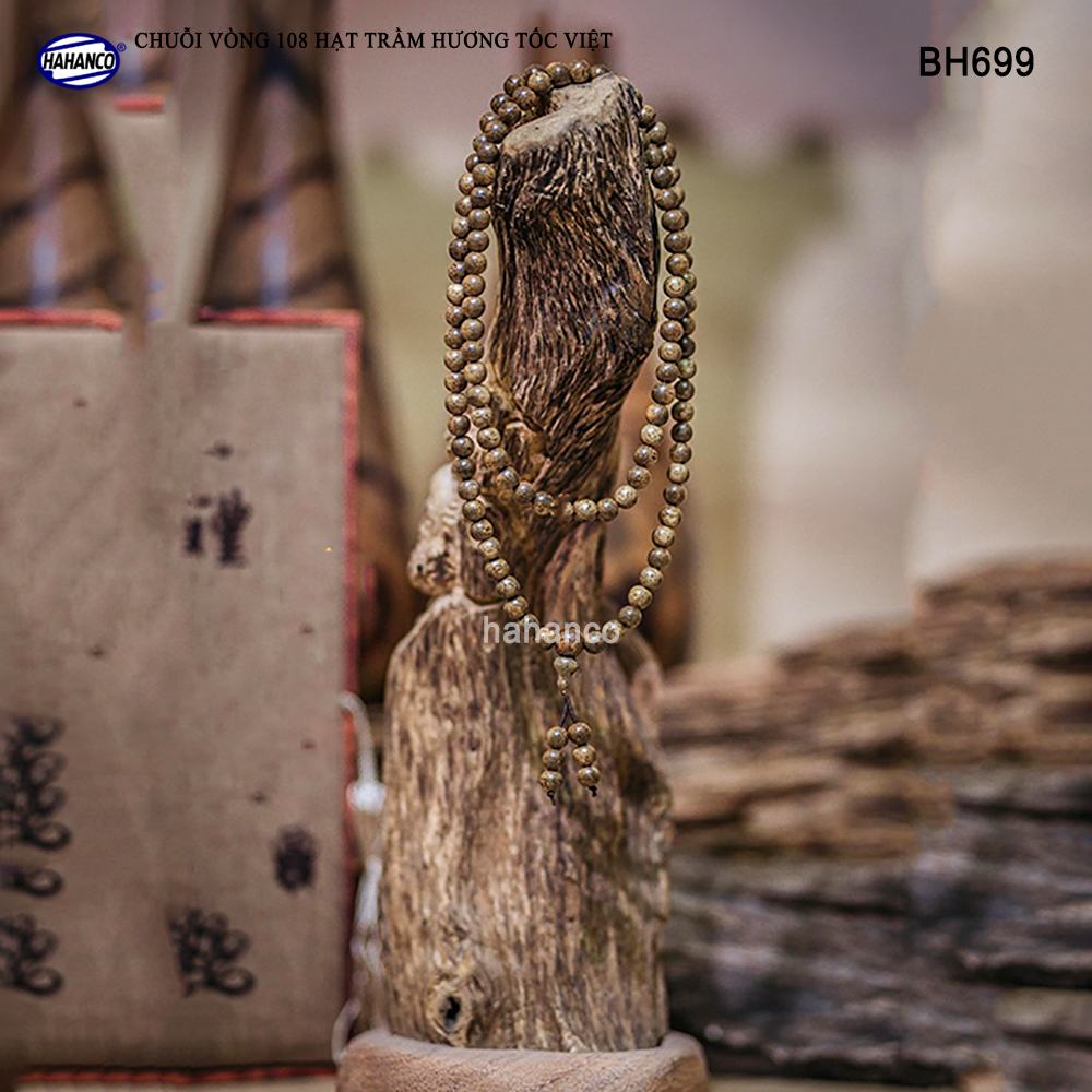 Vòng tay Trầm Hương chuỗi tràng 108 hạt Chuỗi vòng trầm 2in1 - Trầm Tốc Việt - Bracelet of HAHANCO