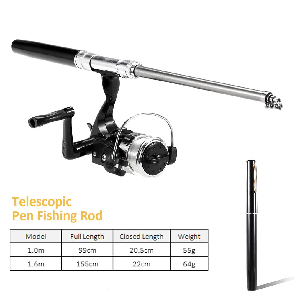 Cần câu cá mini bỏ túi hình cây bút với cuộn kết hợp bằng hợp kim nhôm