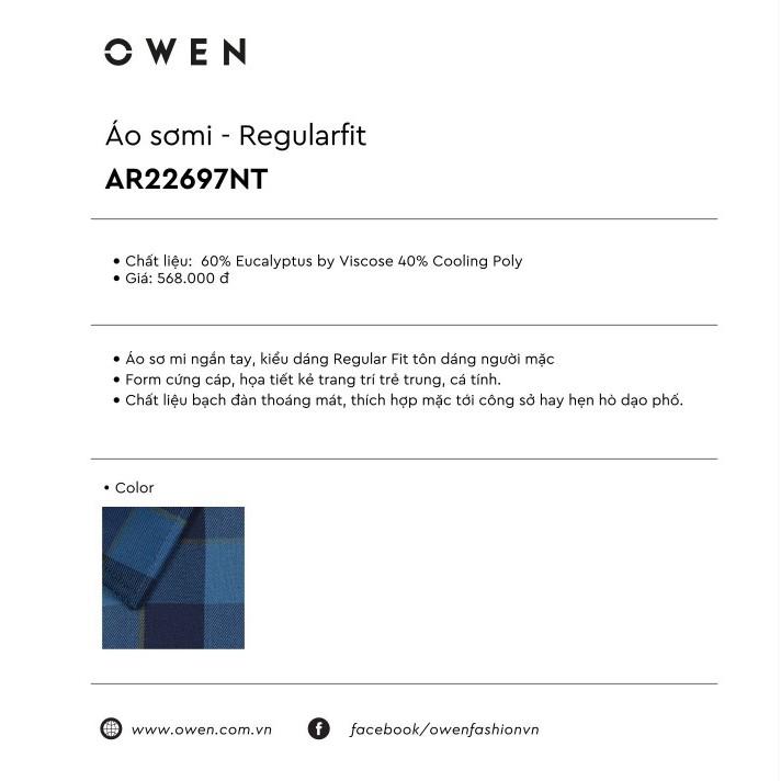 OWEN - Aó sơ mi ngắn tay nam Owen REGULAR FIT vải sợi bạch đàn siêu mềm mịn 22697