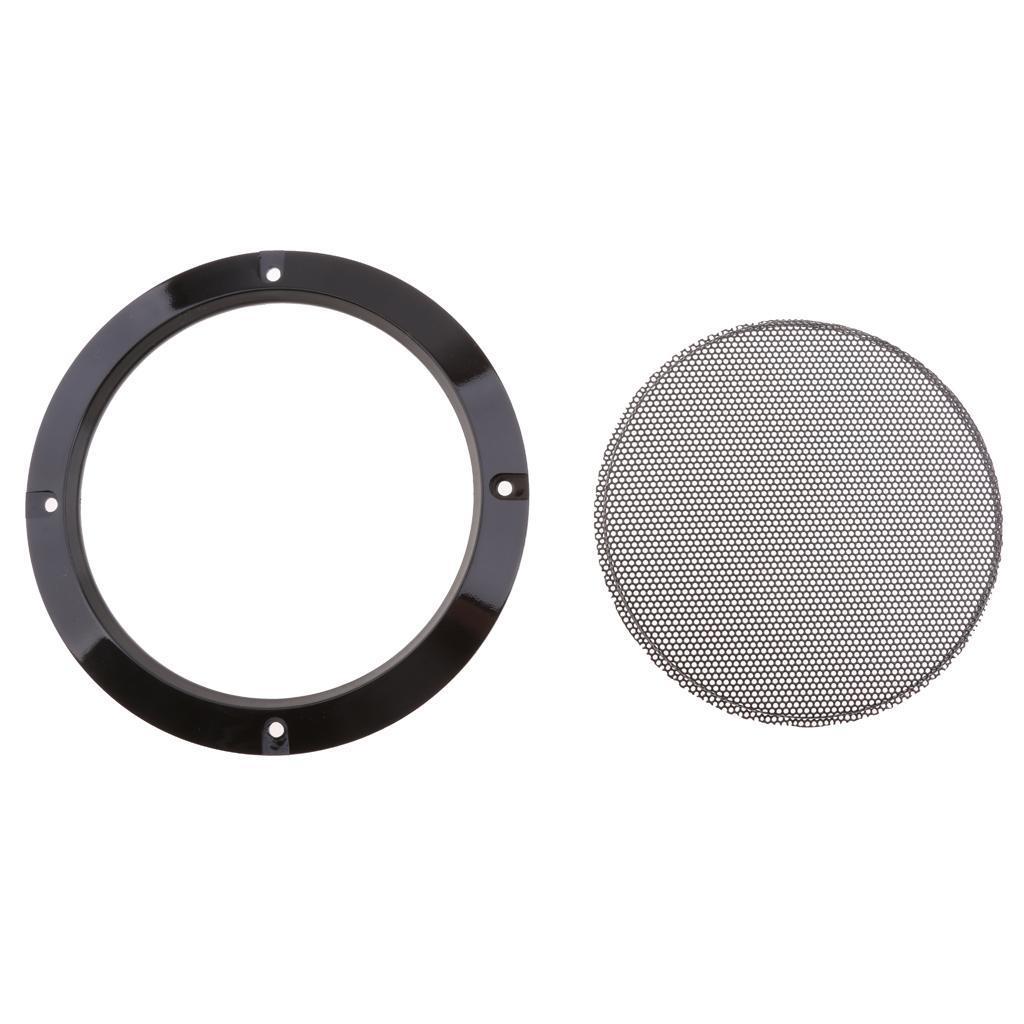 2Pieces 6.5 Inch Speaker Grills Cover Case with 8 pcs Screws for Speaker Mounting Home Audio DIY - 184mm Outer Diameter Black