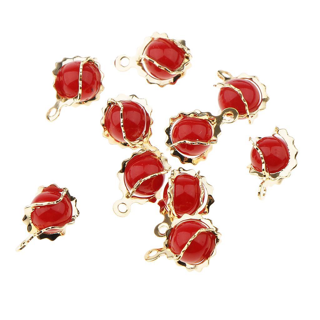 10 Pieces Round Pearl with Copper Pendant DIY Earring Necklace