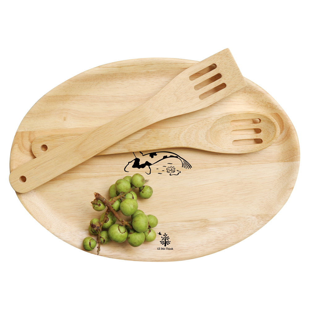 Khay /Đĩa Gỗ Hình Oval Dựng Đồ Ăn Decore Trang Trí Gỗ Cao Su Bền Đẹp An Toàn - Gỗ Đức Thành