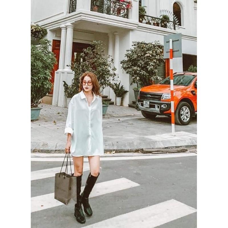 ÁO SƠ MI TRẮNG XẺ VẠT TÔM CỰC XINH