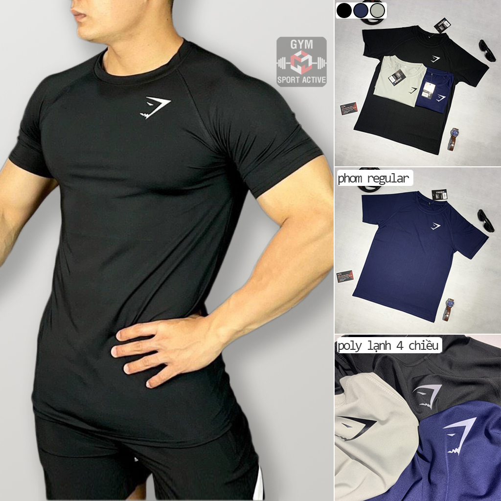 Áo Thun nam thể thao áo thun tập gym nam phom đẹp hơi ôm tôn dáng t shirt Gymshark thun lạnh 4 chiều thoáng mát