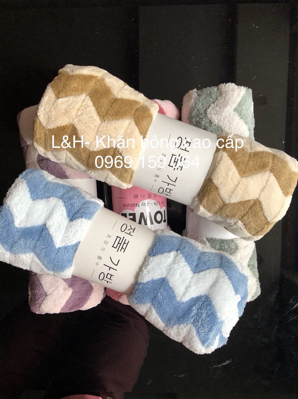 Khăn gội lông cừu cao cấp, sóng to, kt 35x75cm