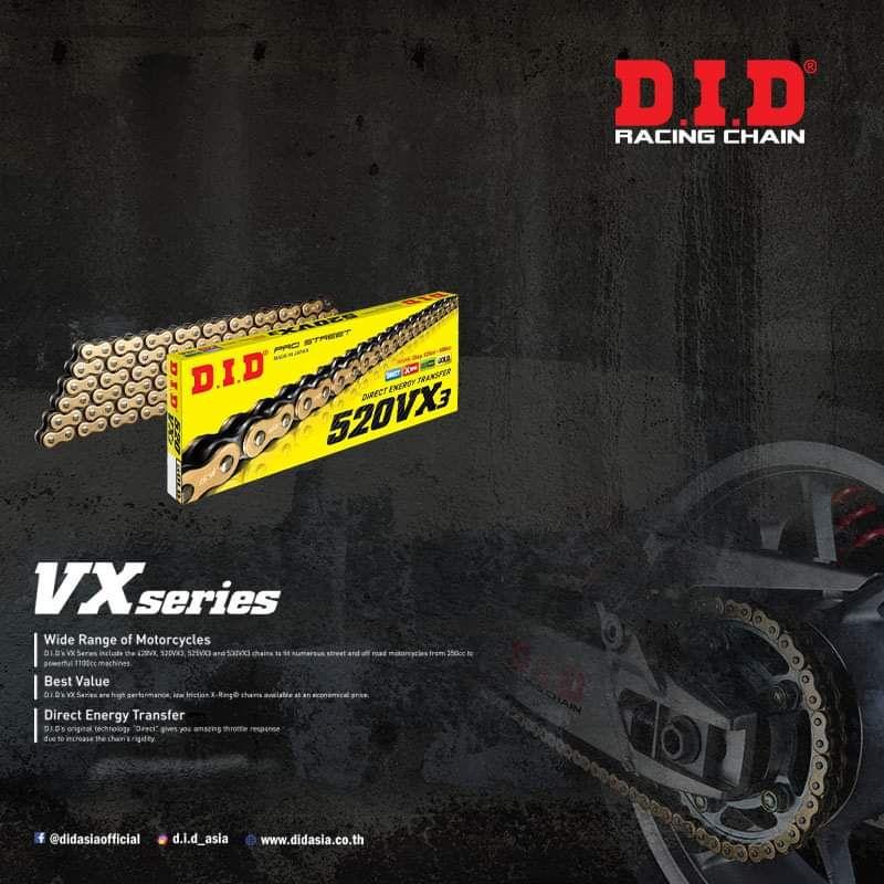 Dòng Sên 520VX3 hoặc 525VX3 D.I.D Loại Phốt X-Ring thích Hợp Các Dòng Xe 800cc Đến 1000cc made in japan