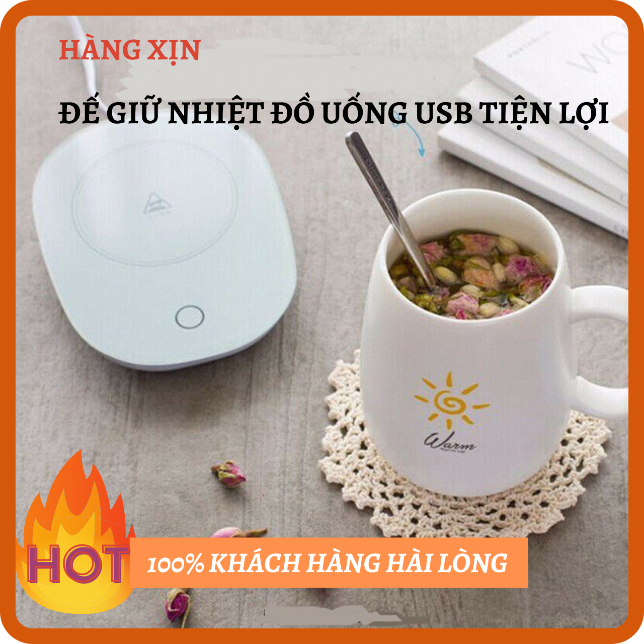 Đế hâm nóng giữ nhiệt đồ uống trà cà phê sữa chân cắm usb
