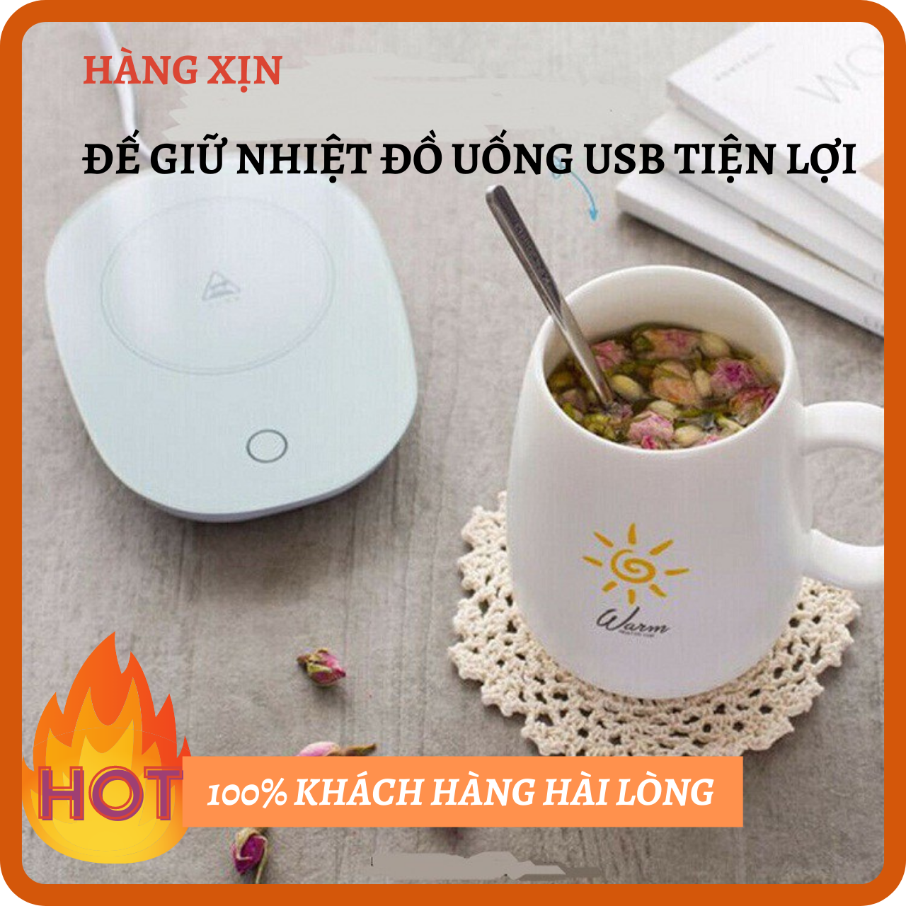 Đế hâm nóng giữ nhiệt đồ uống trà cà phê sữa chân cắm usb ( không kèm cốc thìa )