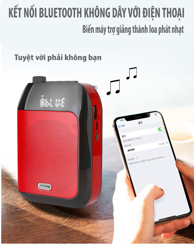 Máy trợ giảng không dây Aporo T9 2.4G phiên bản micro cài áo Pro