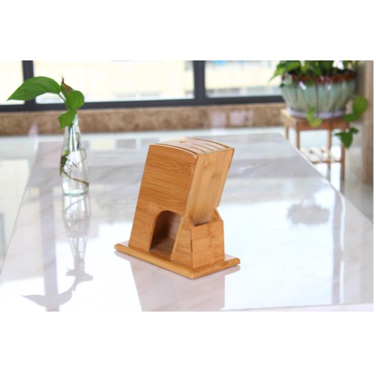 Ống Cắm Dao Hình Chữ Nhật Nghiêng Làm Bằng Gỗ Tre Tự Nhiên, Thiết Kế Hiện Đại Tỉ Mỉ