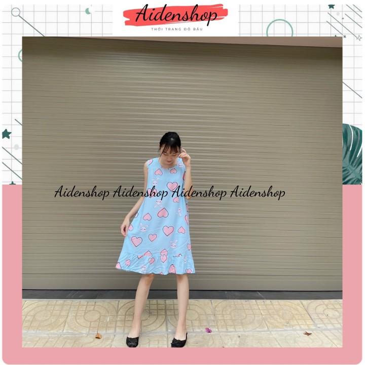 Váy bầu lanh mặc nhà chất mát mùa hè sát nách nhiều màu