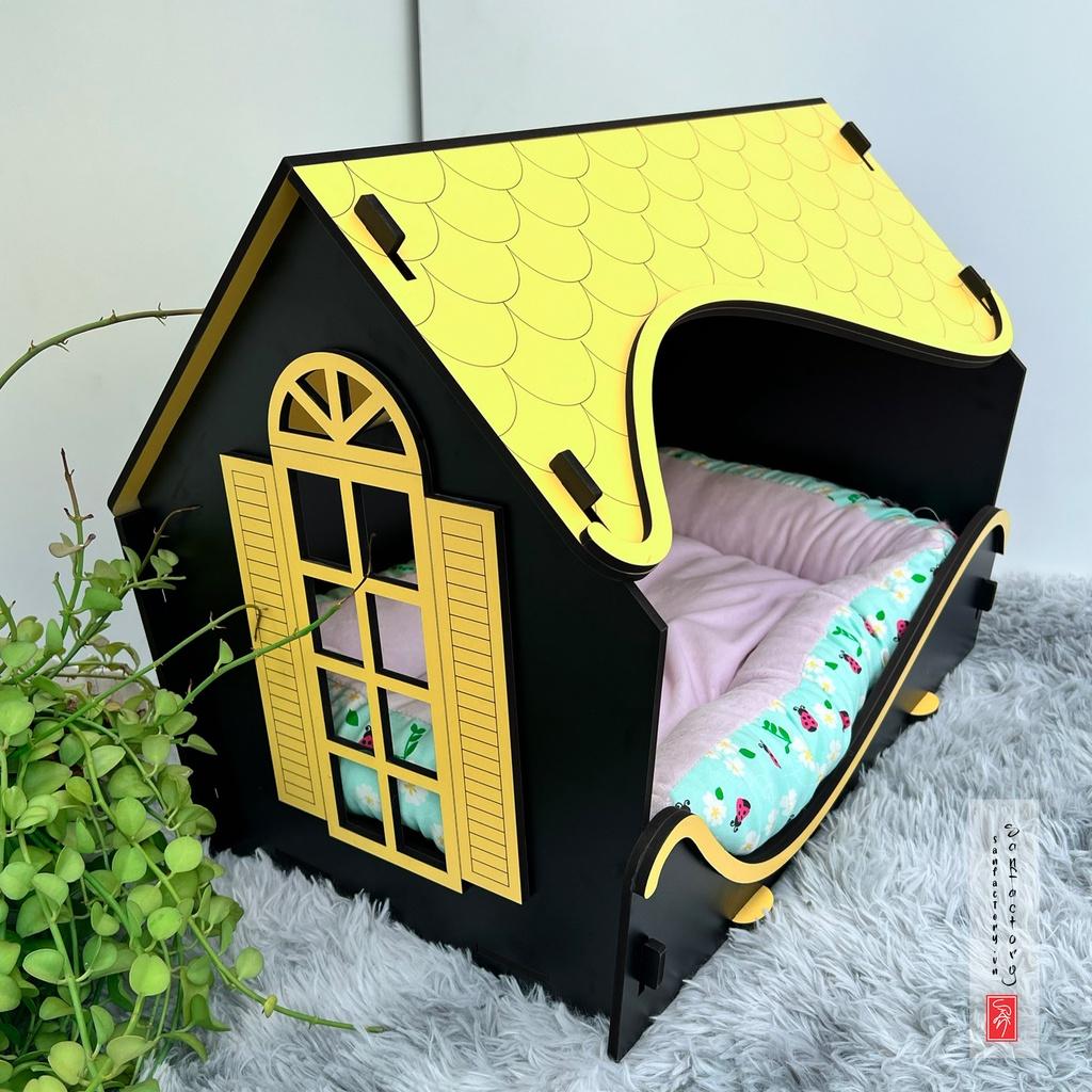 Nhà chuồng chó mèo BHP11 bằng gỗ thiết kế hiện đại lắp ghép tiện lợi