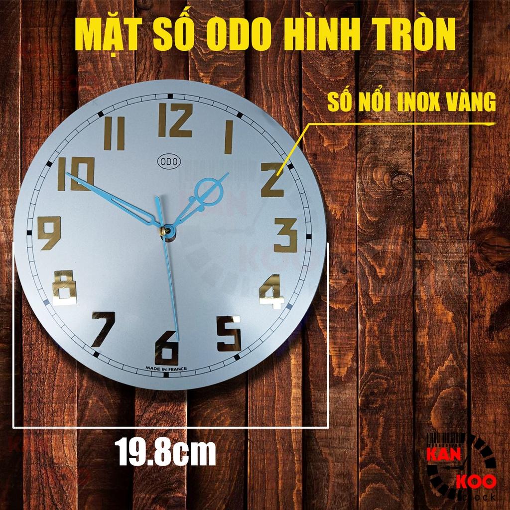 Mặt số nhôm đồng hồ Odo hình tròn- số nổi bằng inox xi vàng- kích thước 19.8cm