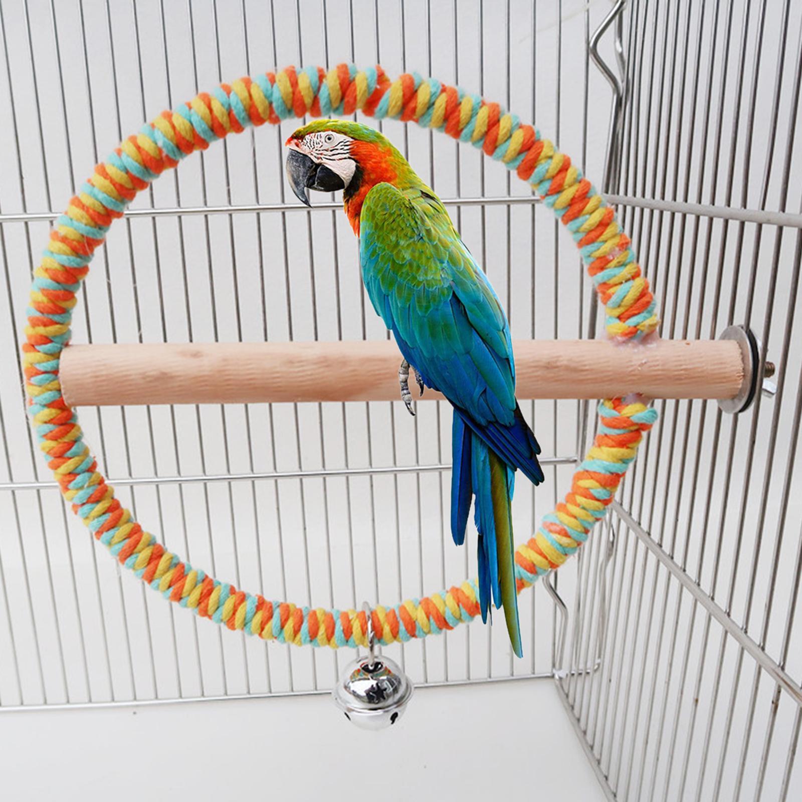 Playground Natural Wooden Bird Parrot Swing Stand Cage Training Toy