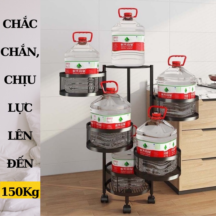 Kệ Xoay tròn, vuông Đa Năng, Kệ Rau Củ Quả 3/4/5 Tầng Có Bánh Xe Di Chuyển.