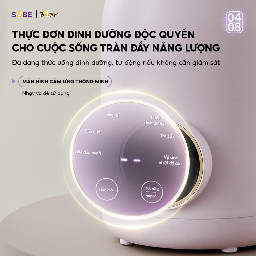 Máy Làm Sữa Hạt 0,6L BEAR Mini Nhỏ Gọn, Máy Xay Hạt Nhuyễn Mịn, Chống Ồn Hiệu Quả, Tự Động Vệ Sinh SB-SH06D - Hàng Chính Hãng